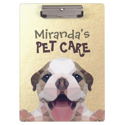 Low Poly Dog Pet Care Grooming Bathing Food Salon Clipboard