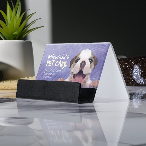 Low Poly Dog Pet Care Grooming Bathing Food Salon  Desk Business Card Holder