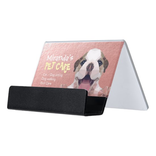 Low Poly Dog Pet Care Grooming Bathing Food Salon Desk Business Card Holder