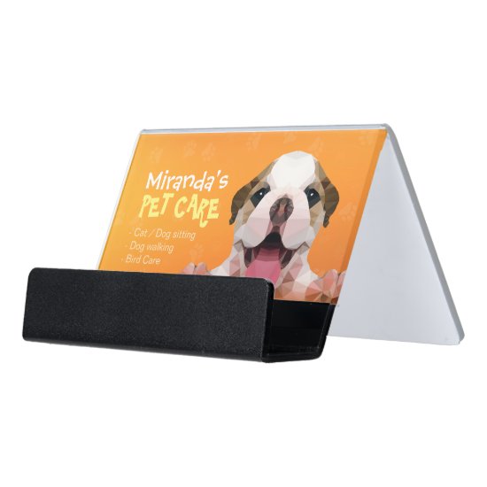 Low Poly Dog Pet Care Grooming Bathing Food Salon Desk Business Card Holder