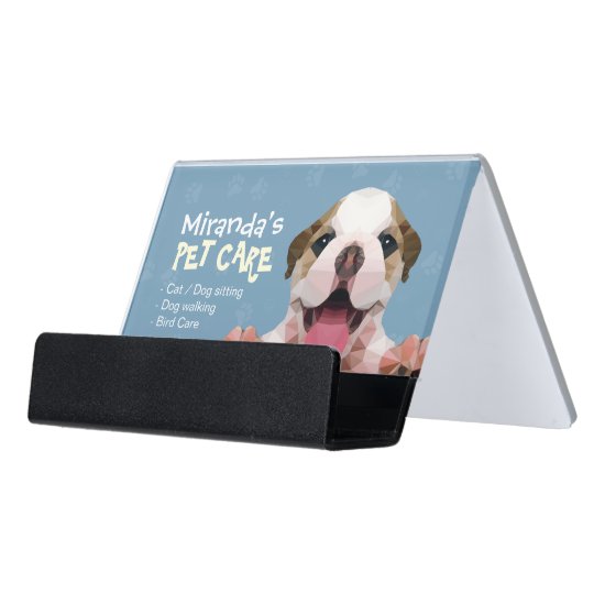 Low Poly Dog Pet Care Grooming Bathing Food Salon Desk Business Card Holder