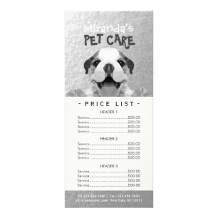 Low Poly Dog Pet Care Grooming Bathing Price List  Rack Card