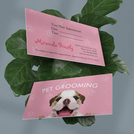 Low Poly Dog Pet Care Grooming Food Beauty Salon Appointment Card