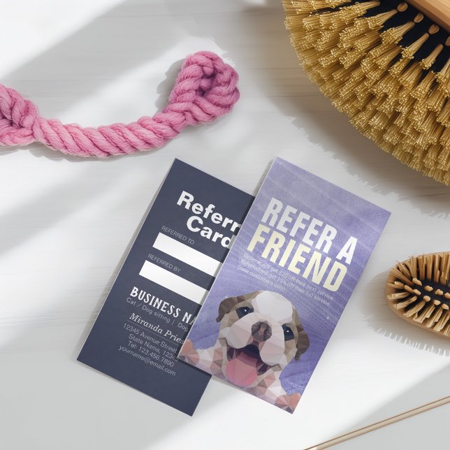 Low Poly Dog Pet Care Sitting Bathing & Grooming Referral Card (Creator Uploaded)