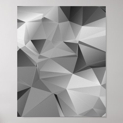 Low Poly Geometric Triangle Monotone Black White Poster