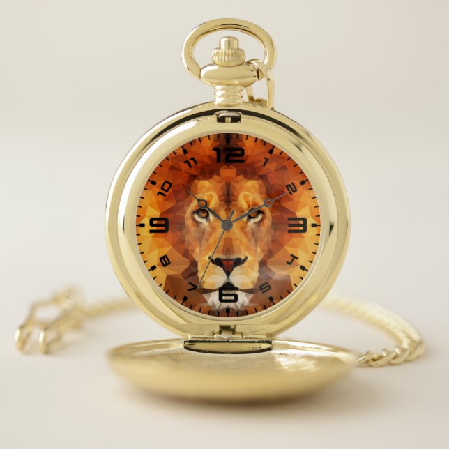 Low Poly Lion Face-65764 Pocket Watch (Inside)