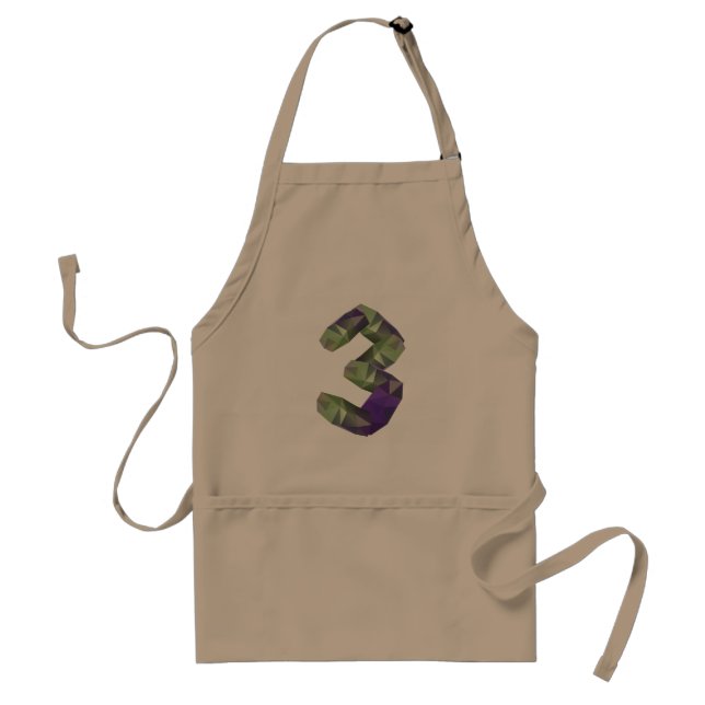 Low Poly Number 3 Geometric Gradient Adult Apron (Front)