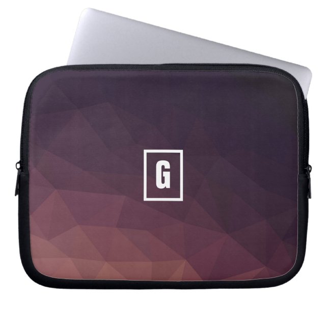 Low poly pink/violet/black initial laptop sleeve (Front)