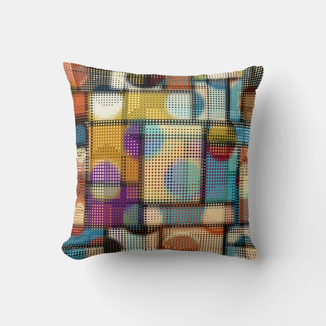 Low poly pixel art, geometric pattern. throw pillow (Front)