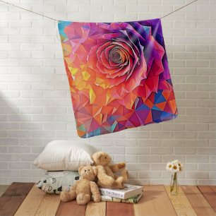 Low Poly Rose Bloom Abstract Art Baby Blanket
