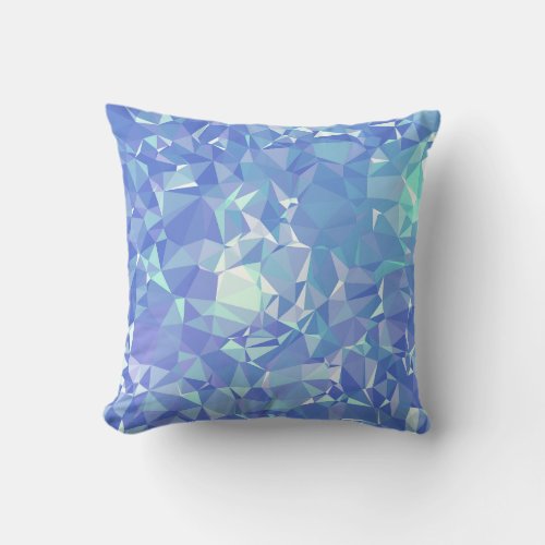 Low Poly Triangles x Blue Accent Throw Pillow