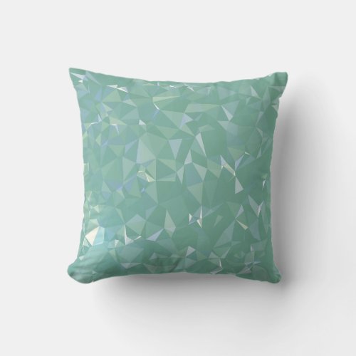 Low Poly Triangles x Green Accent Throw Pillow