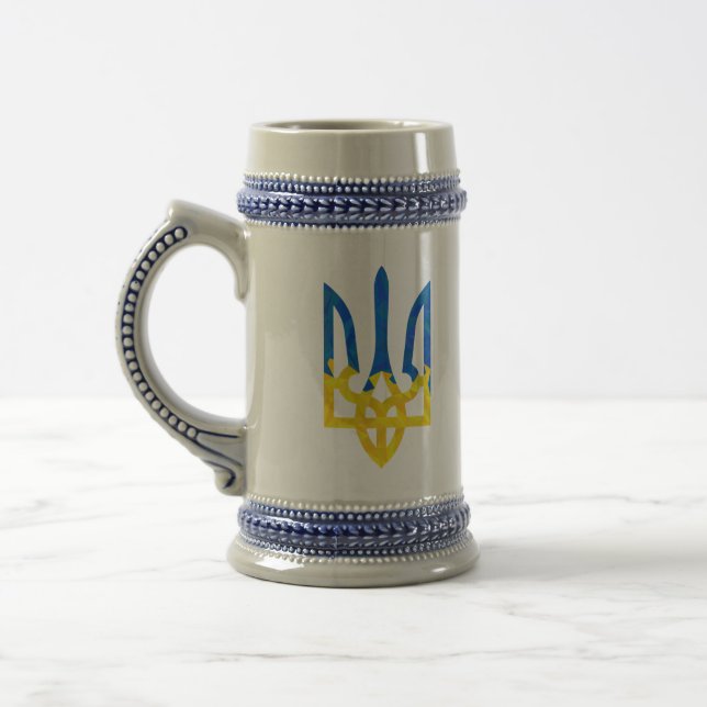 Low polygonal Ukrainian trident Beer Stein (Left)