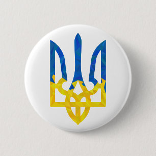 Low polygonal Ukrainian trident Button