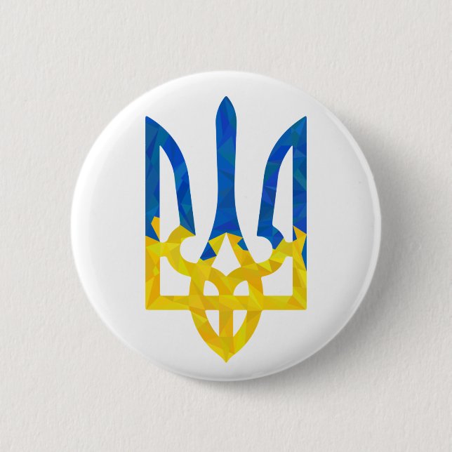 Low polygonal Ukrainian trident Button (Front)