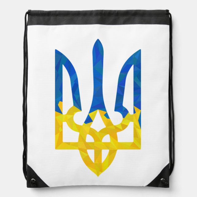 Low polygonal Ukrainian trident Drawstring Bag (Front)