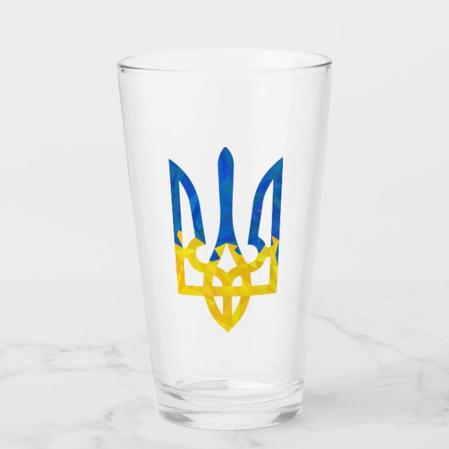 Low polygonal Ukrainian trident Glass (Front)
