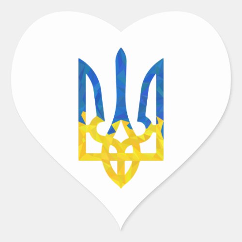 Low polygonal Ukrainian trident Heart Sticker