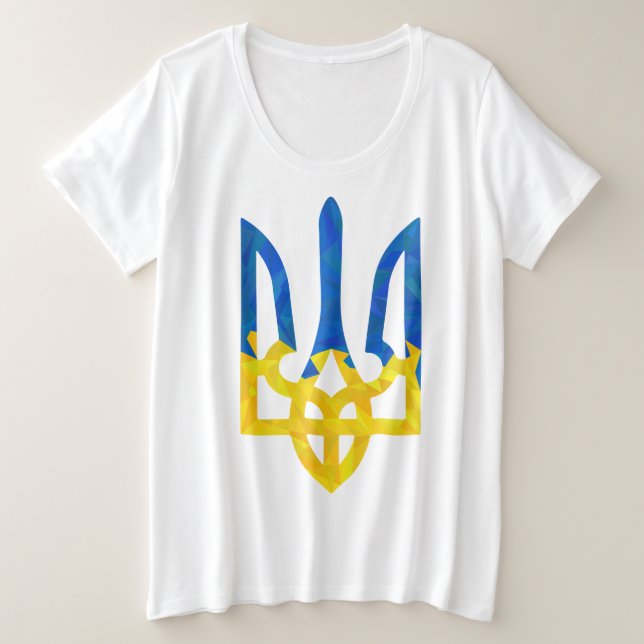 Low polygonal Ukrainian trident Plus Size T-Shirt (Design Front)