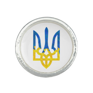 Low polygonal Ukrainian trident Ring