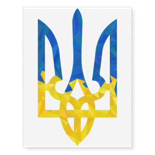 Low polygonal Ukrainian trident Temporary Tattoos