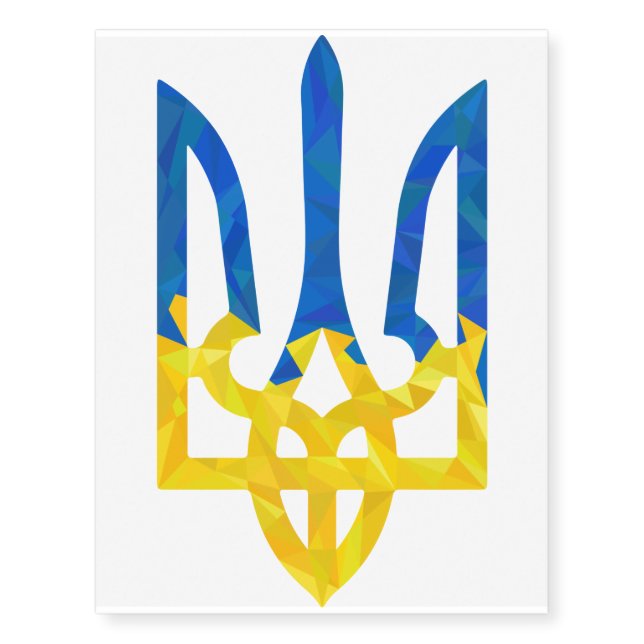 Low polygonal Ukrainian trident Temporary Tattoos (Front)