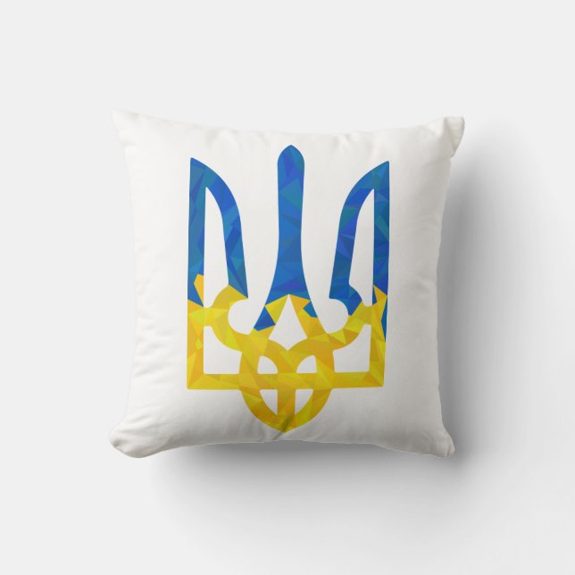 Low polygonal Ukrainian trident Throw Pillow (Front)