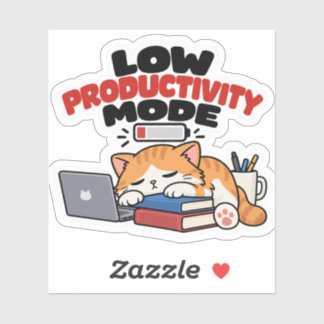 Low Productivity Mode – Lazy Cat Funny Gen Z Stick Sticker