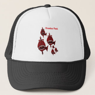 Low Red Killer Piranhas Punk Fishing Angr Trucker Hat