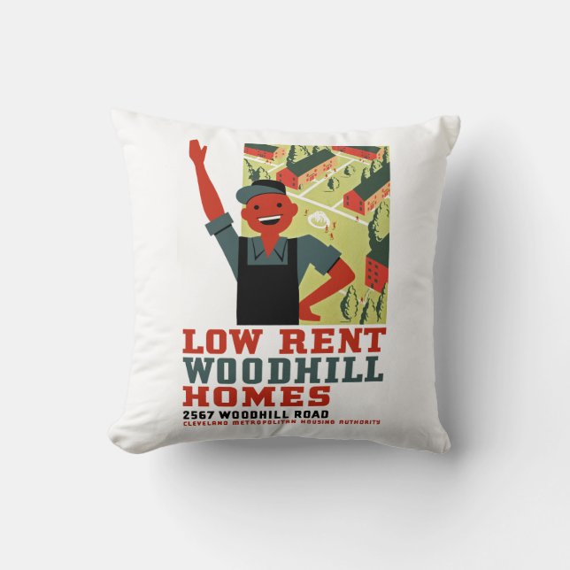 Low Rent Throw Pillow (Front)