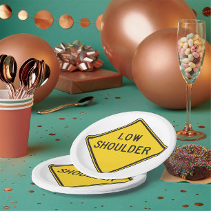 Low Shoulder Road Sign Paper Plates