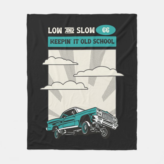 Low & Slow 66 Classic Lowrider Fleece Blanket (Front)