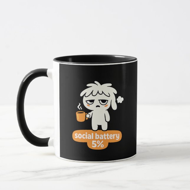 Low Social Energy – Cute Coffee Humo Mug (Left)