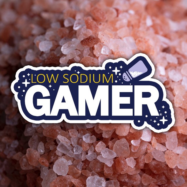 Low Sodium Gamer - Funny Video Game Typography Sticker (Creator Uploaded)