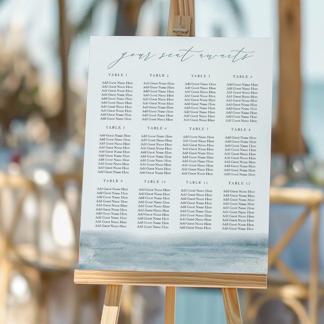  Low Tide | Coastal Watercolor Ocean Seating Chart Foam Board (Creator Uploaded)