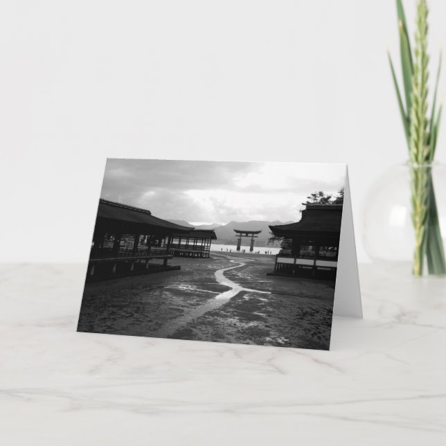 Low Tide View of Torii at Miyajima Card (Front)