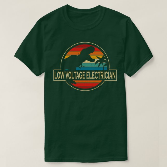 Low Voltage Electrician Dinosaur T-Shirt (Design Front)