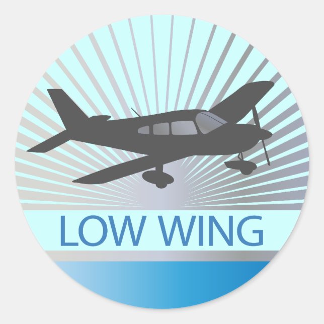 Low Wing Airplane Classic Round Sticker (Front)