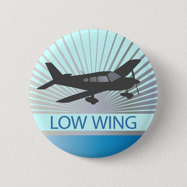 Low Wing Airplane Pinback Button (Front)
