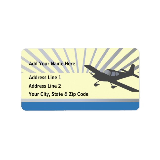 Low Wing Experimental Airplane Label (Front)
