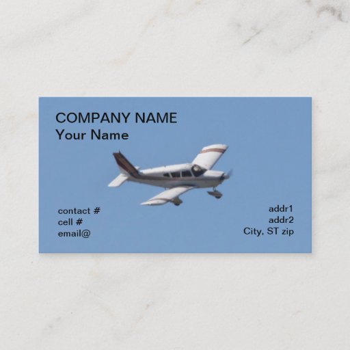 Customizable low wing light aircraft business card templates