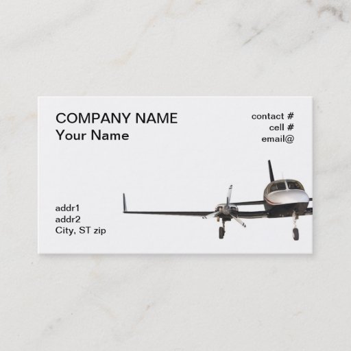Customizable low wing twin,  light aircraft business cards