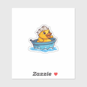 Low yellow kawaii rubber duck in bathtub sticker