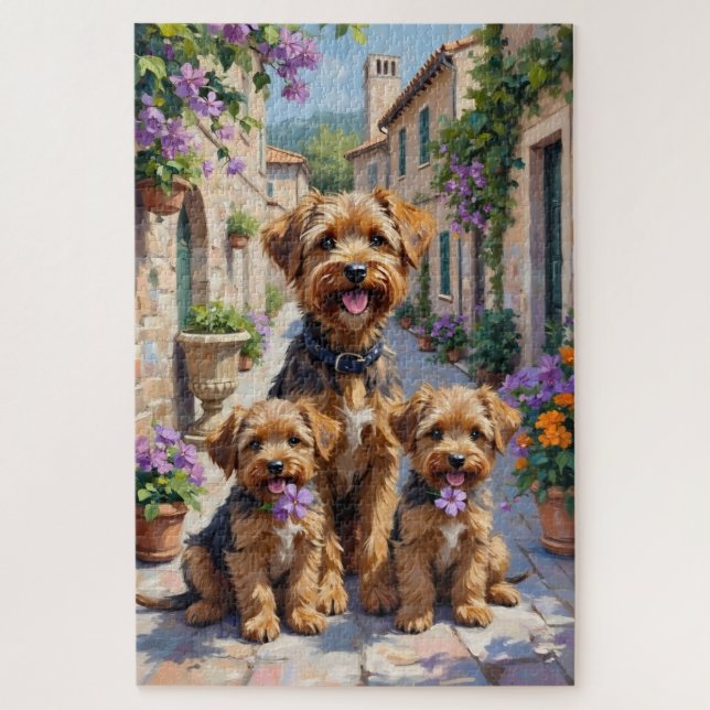 Lowchen Courtyard Garden Art Jigsaw Puzzle (Vertical)