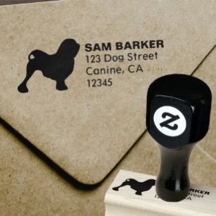 Lowchen Dog Breed Silhouette Return Address Rubber Stamp