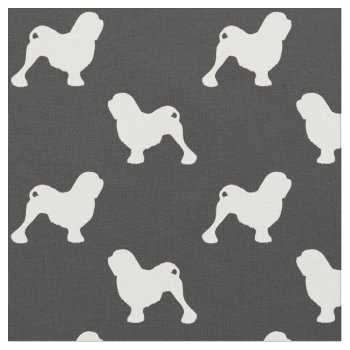 Lowchen Dog Breed Silhouettes Patterned Fabric by jennsdoodleworld at Zazzle