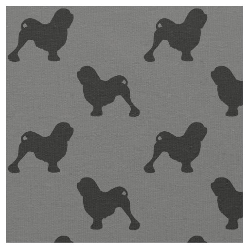 Lowchen Dog Breed Silhouettes Patterned Fabric