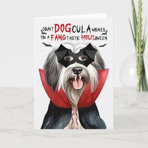 Lowchen Dog Funny Count DOGcula Halloween Holiday Card