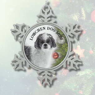 Lowchen Dog Mom Snowflake Pewter Christmas Ornament