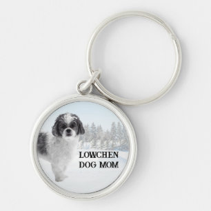 Lowchen Dog Mom Winter Scene Keychain